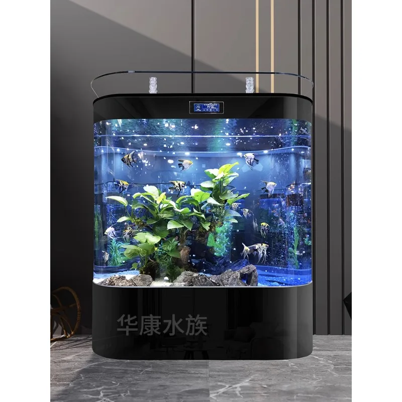 Fish tank living room household small and medium-sized 2024 new double circular wall large back filter ecological landscapin