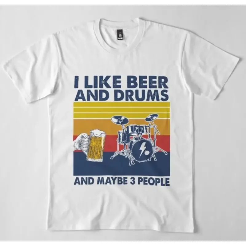 I Like Beer And Drums Maybe 3 People T shirt Funny Drummer Musician