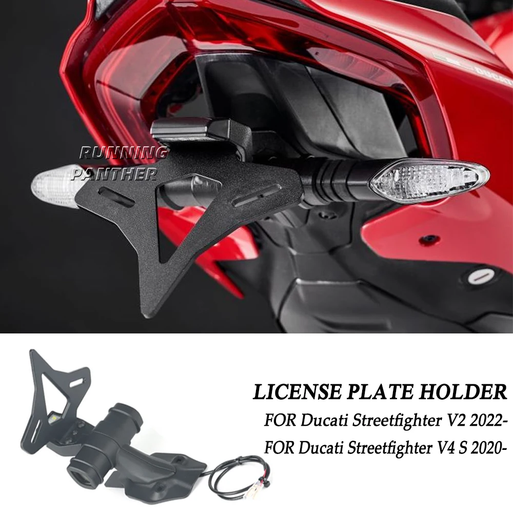 

Motorcycle Accessories LED Rear Short Tail Stock License Plate Holder Tailstock Frame Bracke FOR Ducati Streetfighter V4 S V2