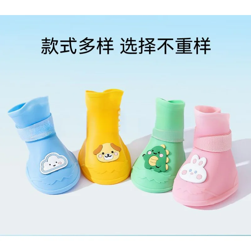 Cartoon Dinosaur Pattern Dog Boots Anti-slip Anti-fall Wear Resistant Outdoor Waterproof Footwear Medium Large Dogs