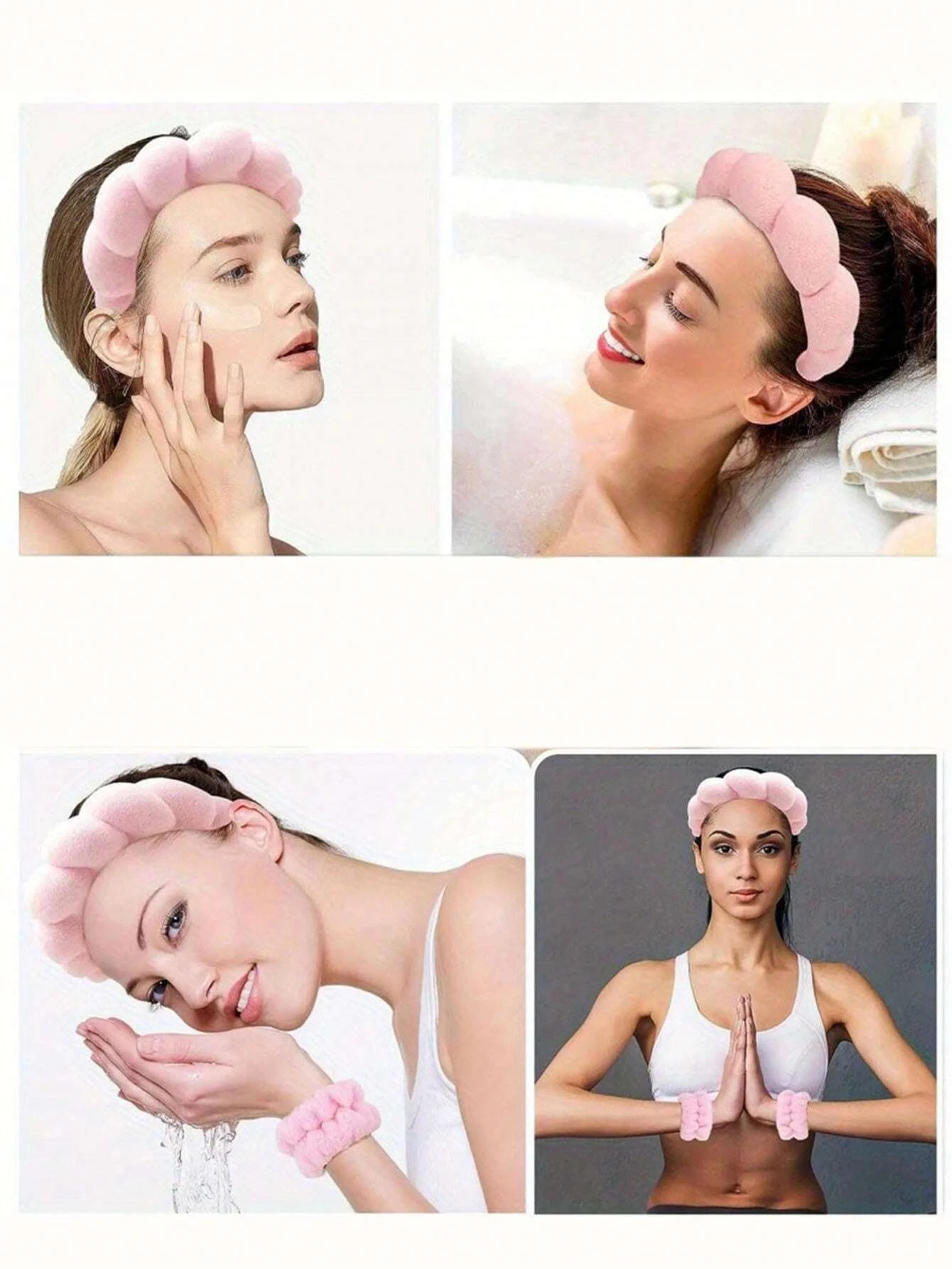 Set di 3 fasce e cinturini per Spa in fibra di lusso-morbidi e confortevoli-Set di accessori per capelli da donna per il trucco