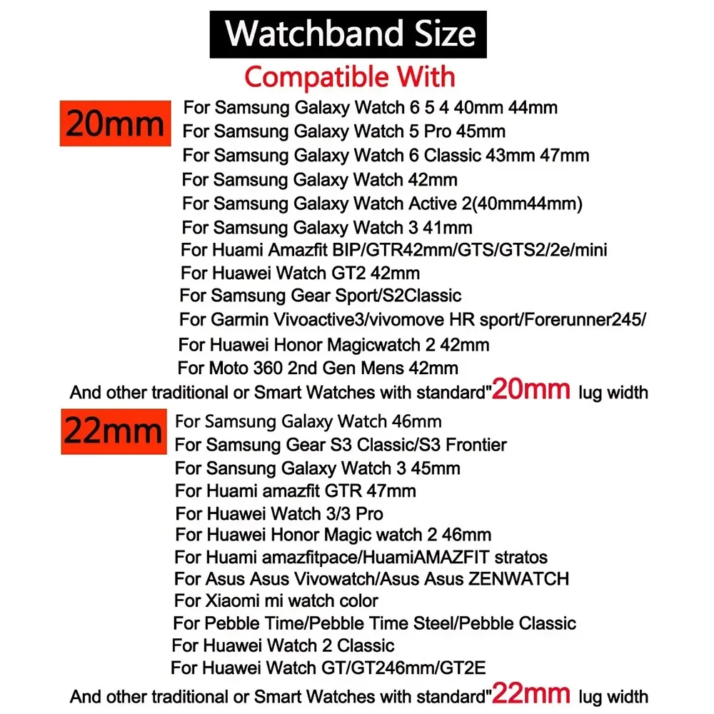 20mm 22mm Nylon Loop Strap for Samsung Galaxy Watch 7 FE 3 4 5 6 /Active2/Gear S3 Amazfit Bracelet for Huawei Watch 4/GT4 Band