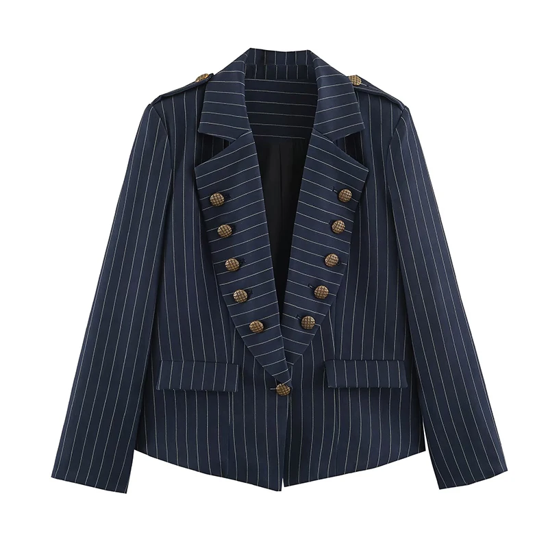 Autumn Women's Blazers Blouse 2026 New Fashion Striped Slim V-neck Office Blazers Autumn Street Chic Youth Travel Jackets Blouse