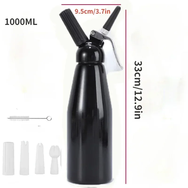 1000ml Cake Whipped Cream Gun Dispenser Canister Cake Milk Tea Coffee Bakery Dessert Tool Gas Siphon Baking Decoration Tool
