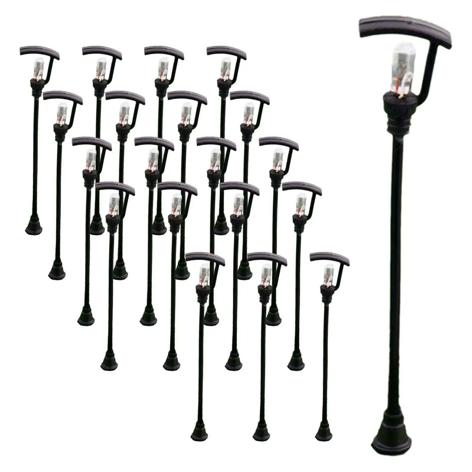 20Pcs 1:100 Model Train Lamp Post Lights Dollhouse Decoration Micro Landscape DIY Projects Miniature Street Light Model