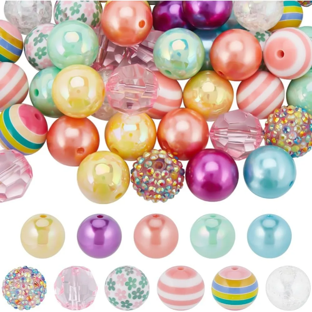 52 قطعة 11 أنماط 20 مللي متر الاكريليك الخرز السائبة اللثة حبة عدة مبهمة ملونة كبيرة كرة مستديرة حجر الراين فاصل #1