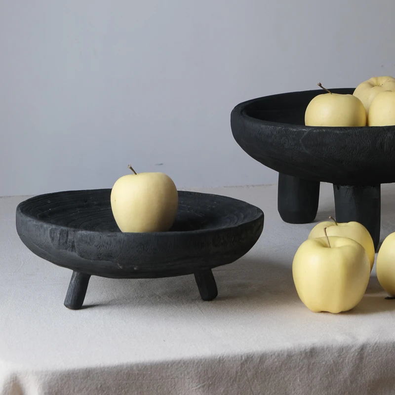 Art carbonized wooden fruit tray, coffee table, table accessories, decorative decorations, and decorations