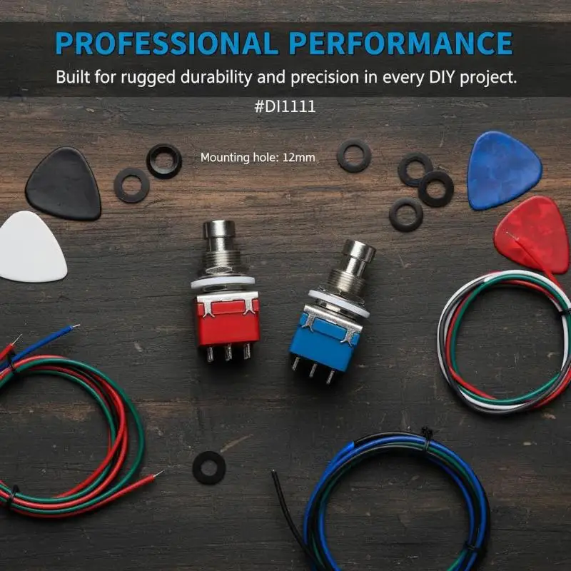 1/3 Pcs Button Direct Conversion Switch 9 Pin 3PDT Latching Guitar Switch Guitar Effects Pedal Box Stomp Foot True Bypass