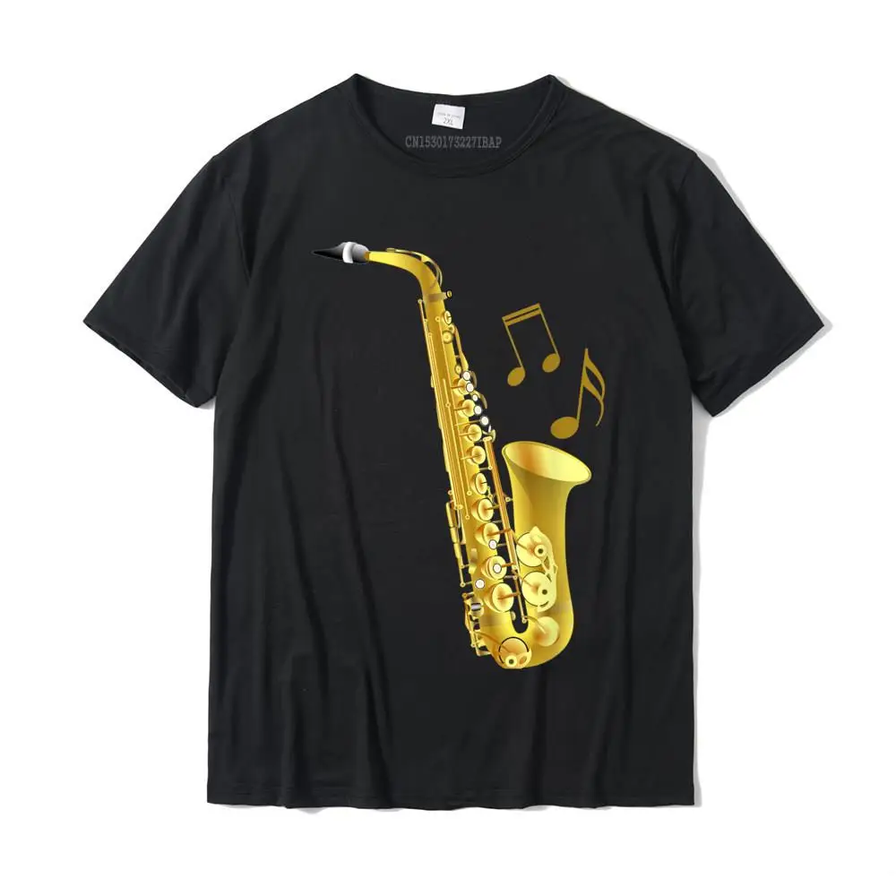 

Saxophone Music Notes T-Shirt Sax Player Gift T-Shirt T Shirts For Men Camisa Tops Tees Plain Summer Cotton