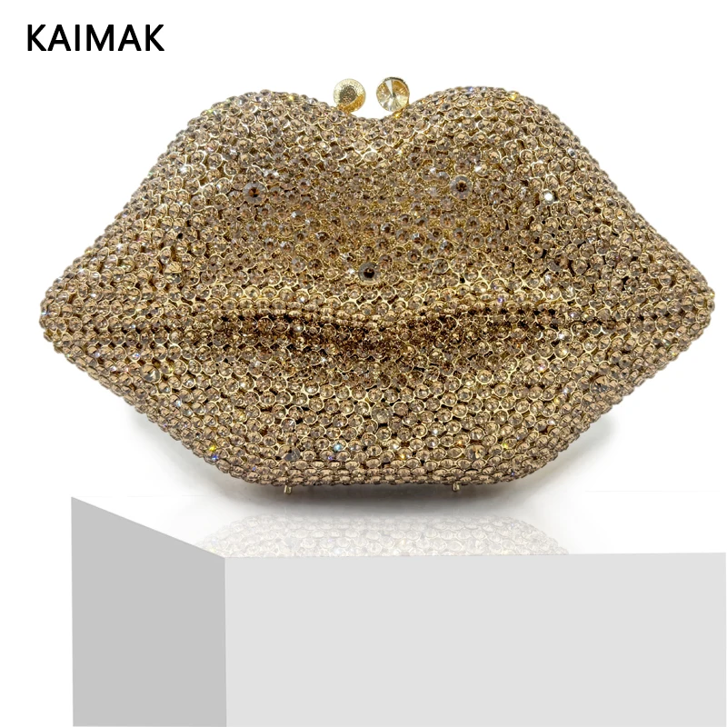 Luxury Lips Bag Golden silver Clutch Bag Diamond Evening Bag Christmas Gift Women's Wallet Wedding Clutch Bag Stone Handbag