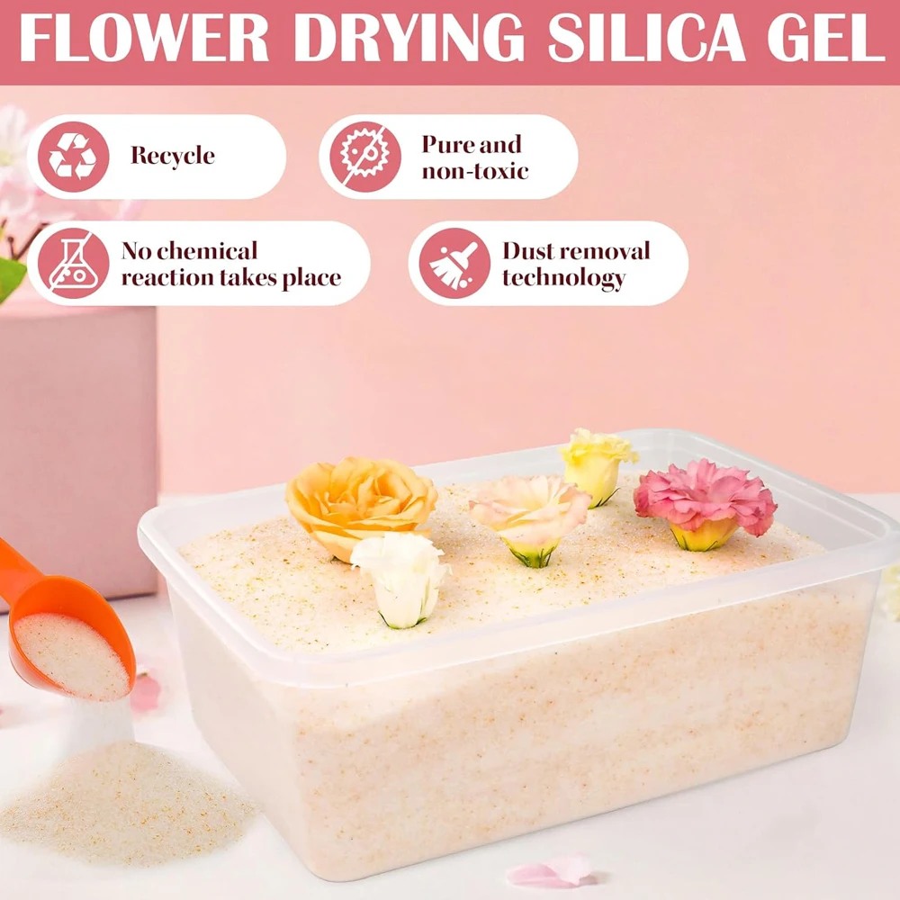 3.6LB/1600g Flower Drying Silica Gel Reusable Color Indicating Desiccant Beads for DIY Dried Flower Crafts Moisture Absorber