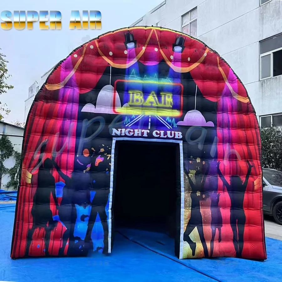 4.5mL x 4.5mW x 4.25mH 디스코 블랙 하우스 큐브 에어 텐트, 송풍기 포함 휴대용 이벤트 파티 텐트