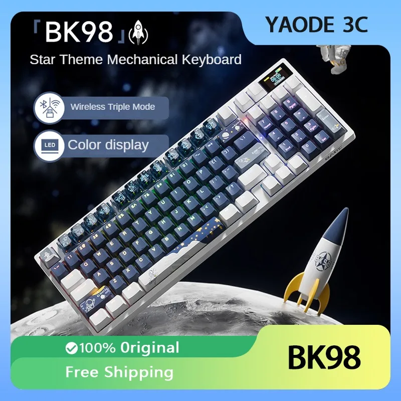 

BASIC BK98 Starry Sky Theme Mechanical Keyboard Wireless 3Mode RGB Backlit Hot-Swap Multifunction Display Office Gaming Keyboard