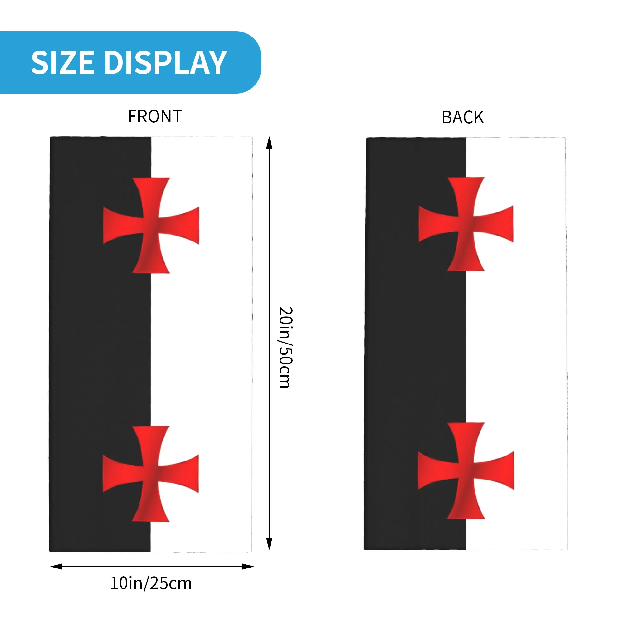 Templar Knight Jerusalem Cross Seal Medieval Warrior Symbol Neck Gaiter Women Men UV Face Shield Winter  Bandana Scarf for Ski