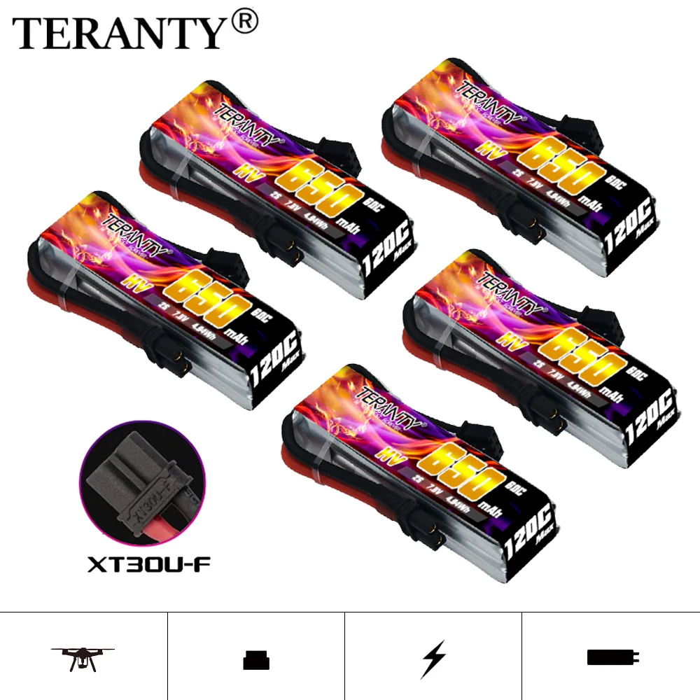 TREANTY 650mAh 2S 7.6V 60C/120C Lithium Battery Traversing Aircraft Model UAV FPV High Rate Rechargeable Lithium Battery HV