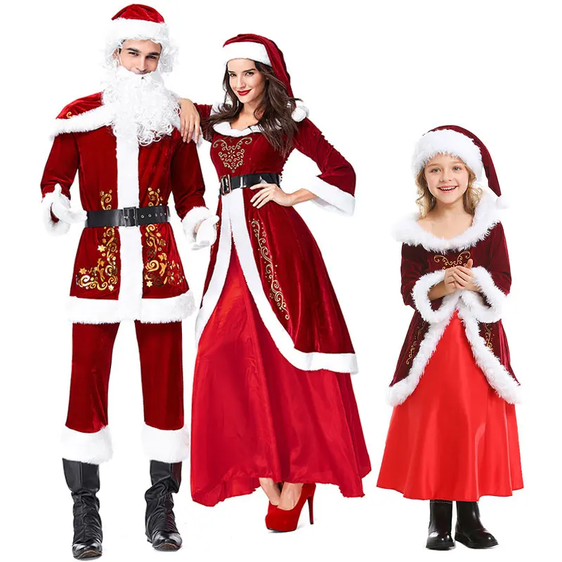 

Christmas Parent-child Costume Family Christmas Costume Santa Claus Xmas New Year Party Cosplay Velvet Santa Claus Costume