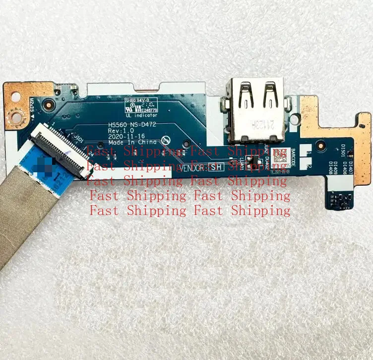 A=FOR Lenovo IdeaPad 3-15ITL6 SD Card Reader Power Button USB Port Board 5C50S25174 NS-D472 With cable100%