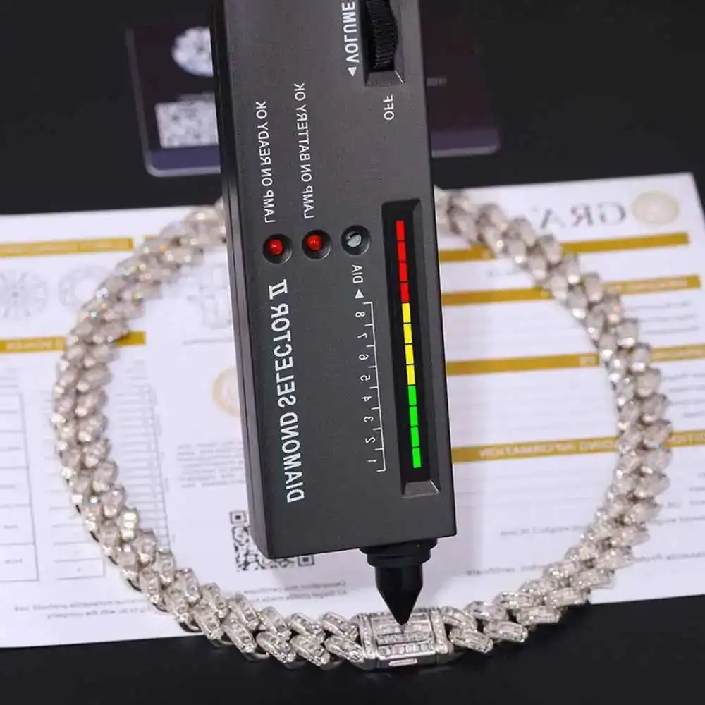 

Дропшиппинг ювелирные изделия в стиле хип-хоп, стерлинговое серебро 925 пробы, 12 мм, багет Vvs, муассанит, бриллиант, кубинская цепочка со льдом, ожерелье