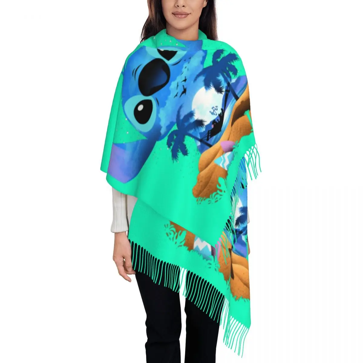

Custom Print Cartoon Stitch Scarf Women Men Winter Warm Scarves Shawl Wrap