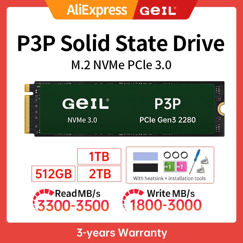 Твердотельный диск GeIL P3P M2 SSD 512 ГБ 1T 2t Внутренний твердотельный накопитель M.2 NVME 1.4 PCIe 3.0 Gen3 2280 M2 для ноутбуков, ПК, настольных ПК