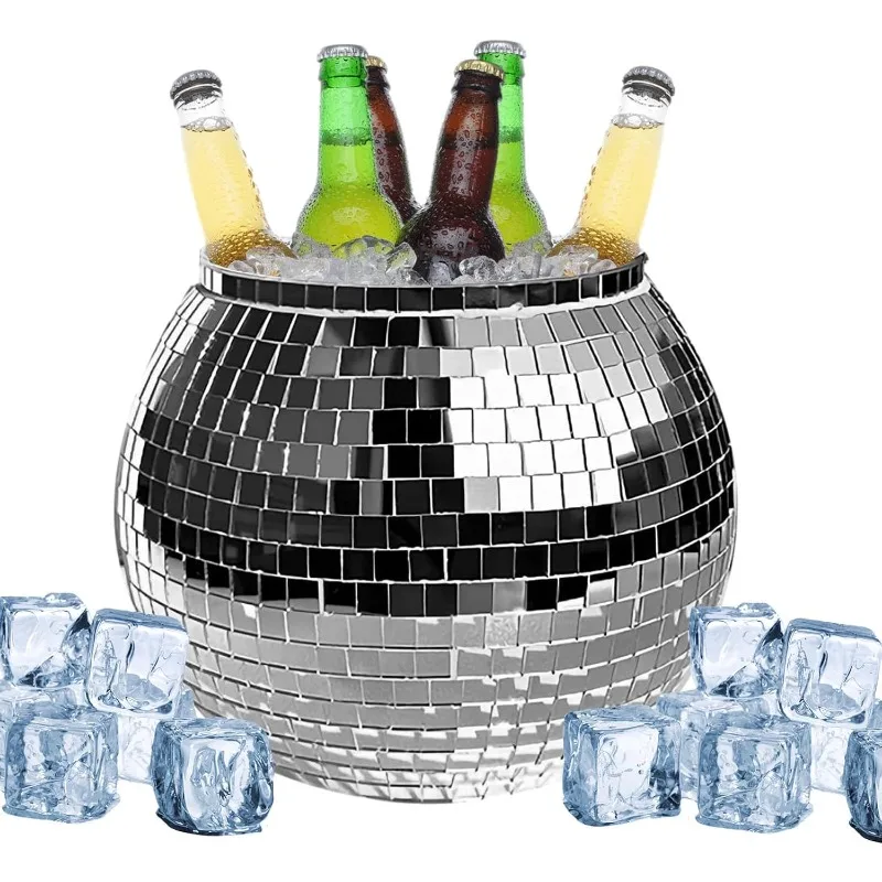 1 قطعة ديسكو الكرة دلو للثلج مرآة الفضة حفلة الشمبانيا دلو للثلج كبير الرجعية التبريد شرب دلو إمدادات الحفلات عربة بار ديكور #1