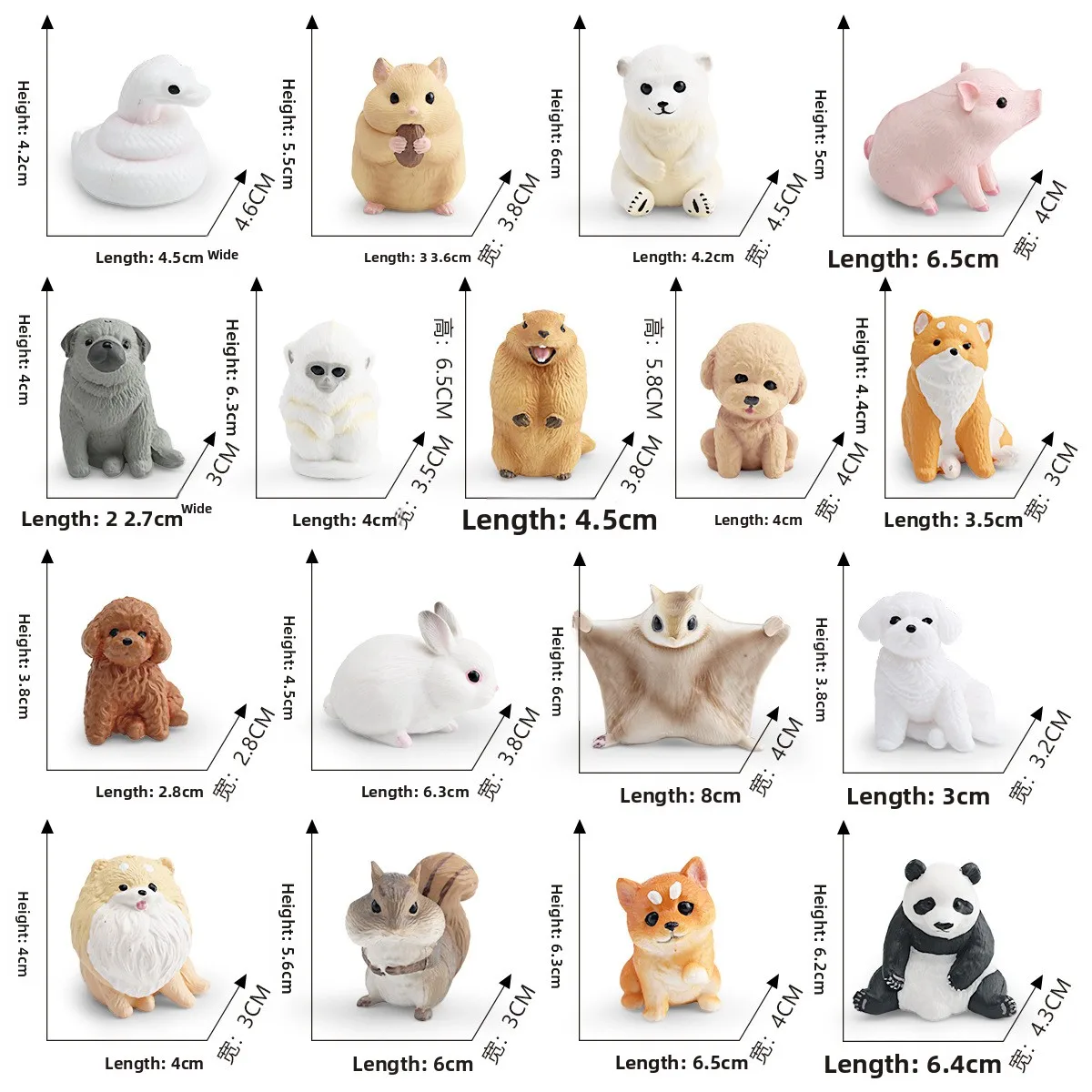 Mini Cute Animal Panda Piglet White Rabbit Snake Hamster Model Miniatures Simulation Home Desktop Decor Decoration Crafts