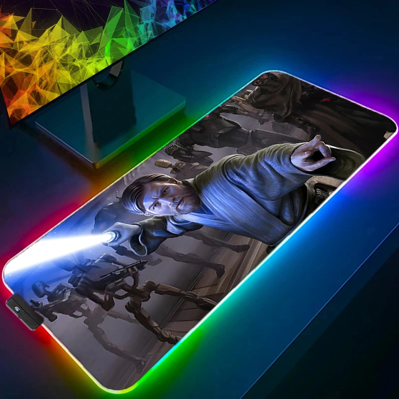 RGB LED ماوس الوسادة المطاطية الألعاب S-star W-wars اكسسوارات ألعاب خزانة السجاد مكتب الكمبيوتر حصيرة مكتبية منصات لوحة المفاتيح
