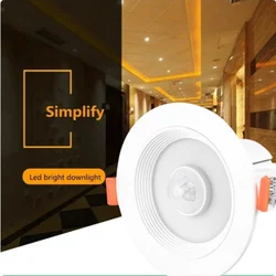 Czujnik ruchu PIR LED typu Downlight Lamparas 5W 10W 15W 20W inteligentny dom reflektor LED do wejścia korytarza korytarz schody