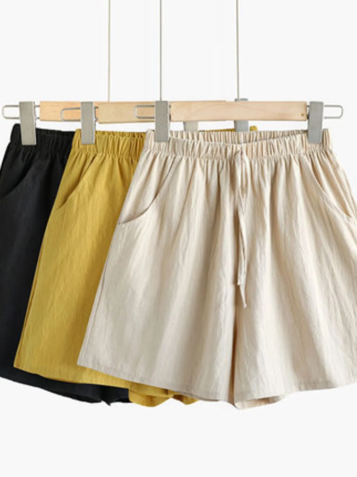 Cotton Linen Short Pants Women\'s Spring Summer New Style Casual High Waist Wide Leg Pants Home Sleepwear Five-Point Pants