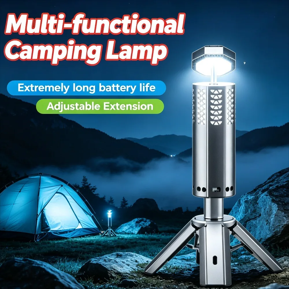 Portable Rechargeable Telescopic Camping Light Large Capacity Battery Atmosphere Lantern for Outdoor Camping Night Illumination