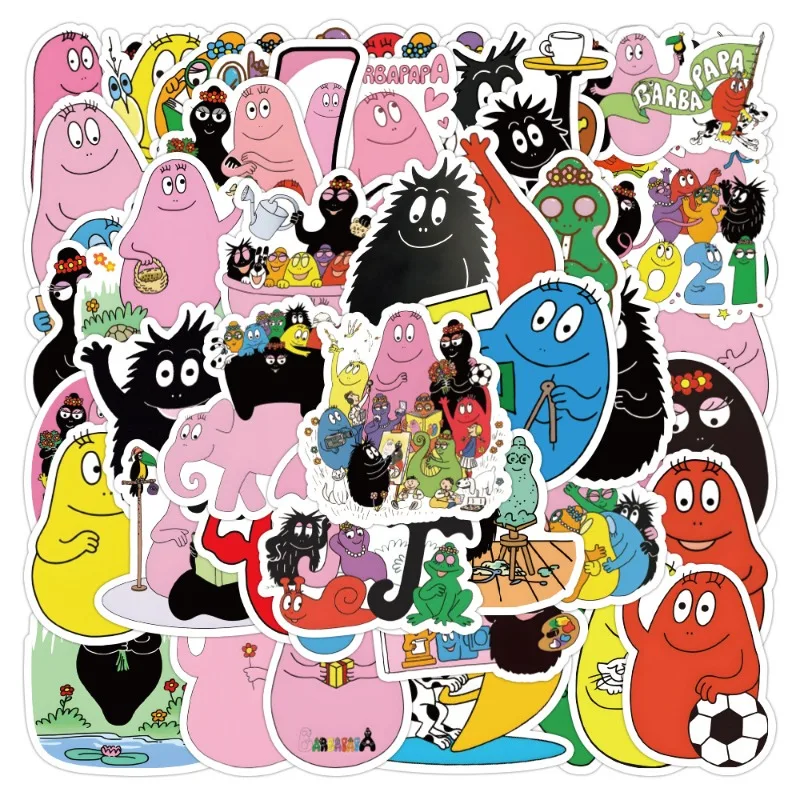 50pcs Barbapapa Animated Stickers Suitcase Water Cup Stationery Mobile Phone Car Scooter Laptop Refrigerator Decorative Stickers