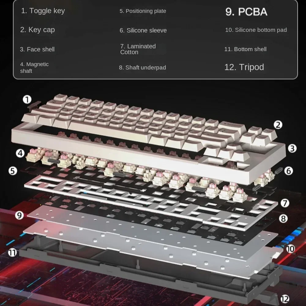 KEYNOVO RT68 Magnetic Shaft Mechanical Keyboard Gaming  65% Layout Portable Type-C Web Drive RT Adjustable Keystroke Gasket FPS