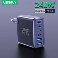 Ubigbuy 240W GaN Charger Fast Charging 140W PD3.1 PPS USB Type C Phone Quick Charger for MacBook Pro iPhone 16 Samsung Laptops