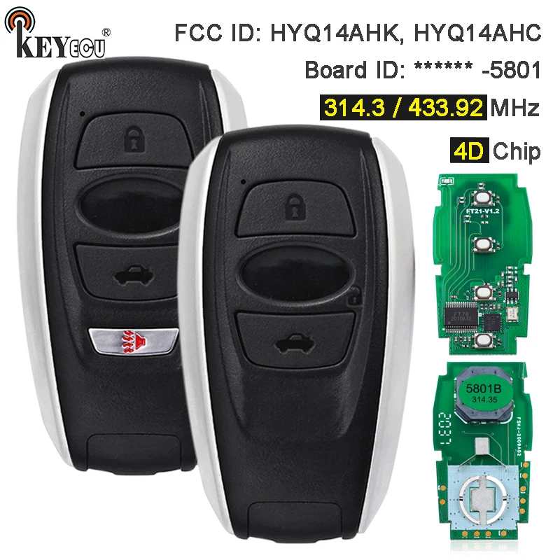 KEYECU 314.3MHz / 434MHz HYQ14AHK HYQ14AHC 231451-5801 Smart Remote Key Fob for Subaru Crosstrek Forester Impreza Legacy Outback