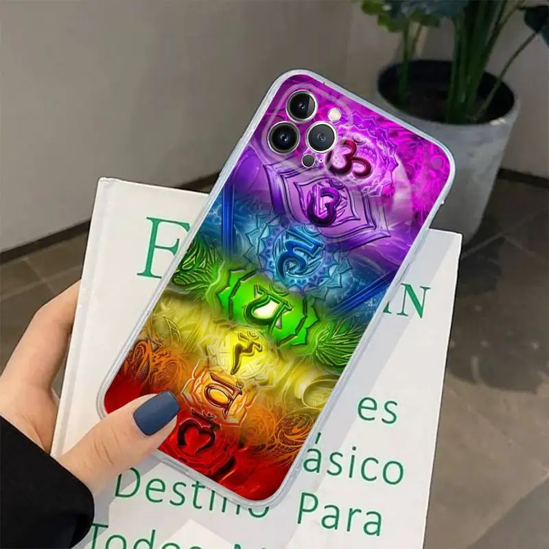 FHNBLJ Mandala Chakra Insist Yoga Phone Case For iPhone 8 7 6 6S Plus X SE 2020 XR XS 14 11 12 13 Mini Pro Max Mobile Case