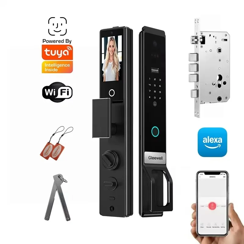 Home Smart Palm Vein Fingerprint & Digital Door Card Key Tuya Alexa Unlockable Electronic Door Lock