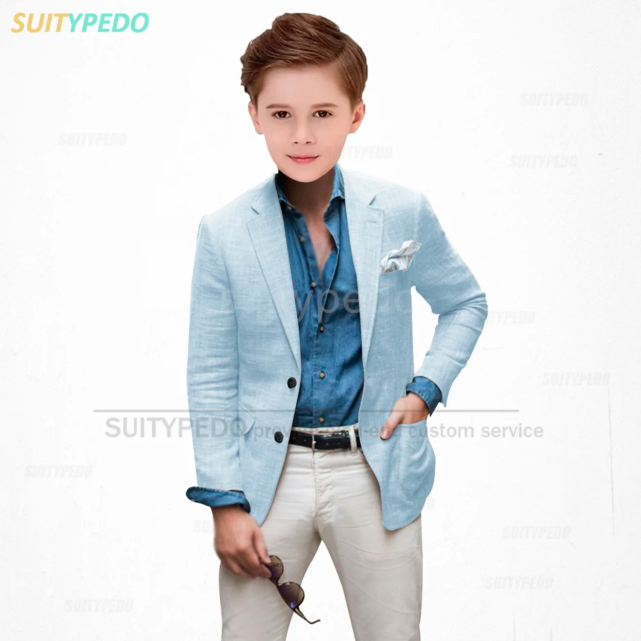 Fashion Boys Linen Blazer Summer Beach Holiday Kids Casual Costume Tailor-made Daily Party Children Slim Fit Jacket 1 Piece