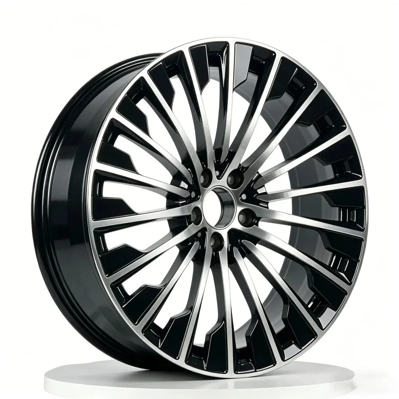 High Quality Dense Spokes Bright Black 20 Inch Spinning Aluminum Alloy Wheel Rims Car Accessories
