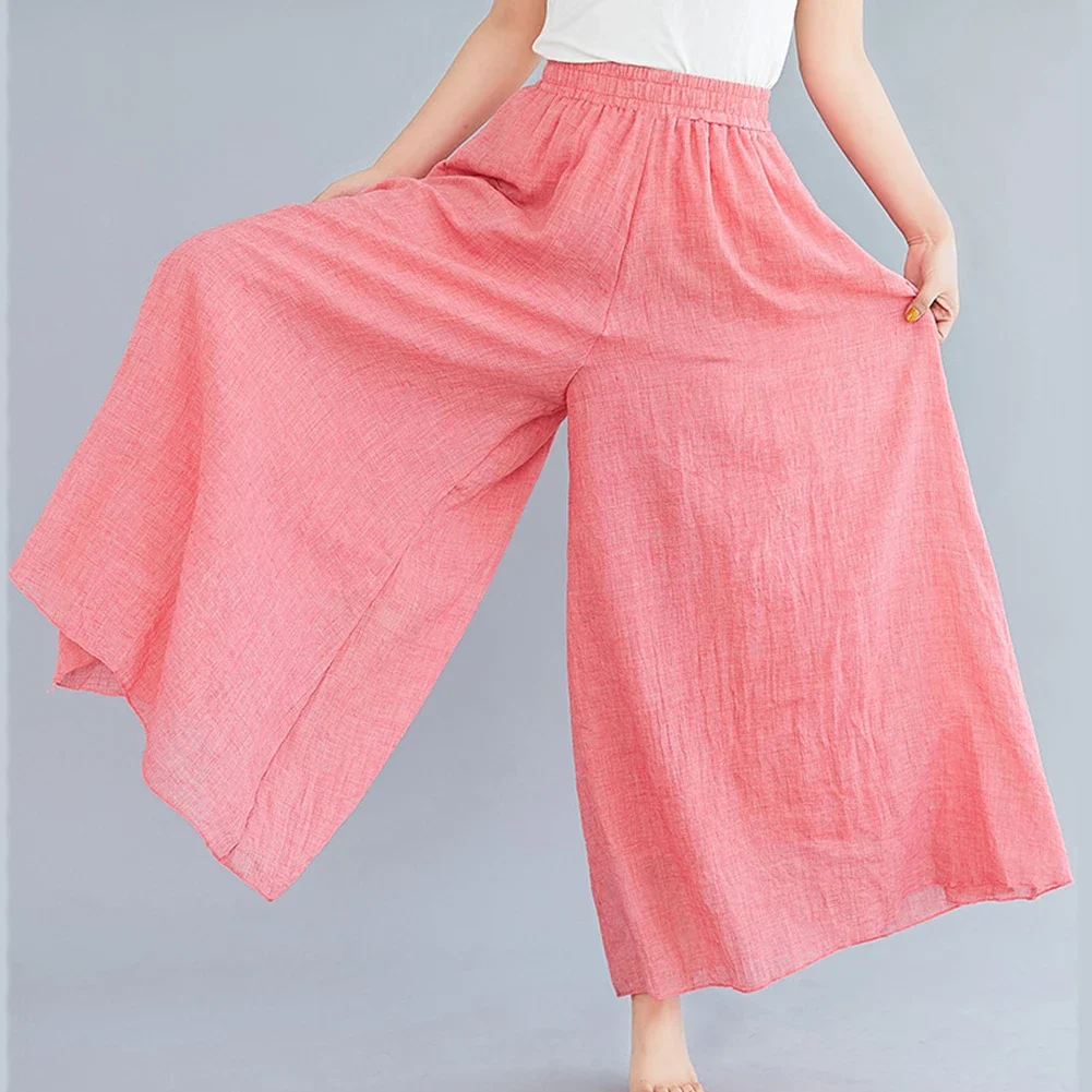 Elastic Loose Pants Cotton Linen Pants Pants Length 85cm Pants Length 95cm Slight Elastic Casual Wear For Women