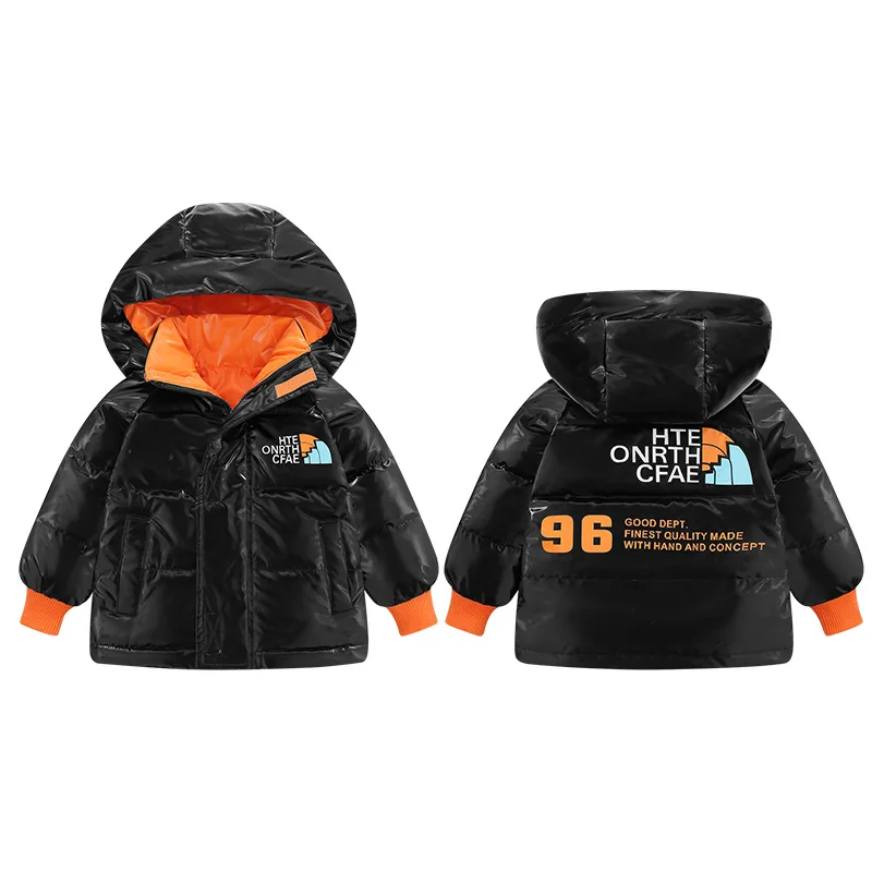 Winter Children Boys Down Jacket Letter Printed Thicken Warm Baby Boys No Wash Snowsuit Contrast Skinny Hooded Toddler Boys Coat image 5