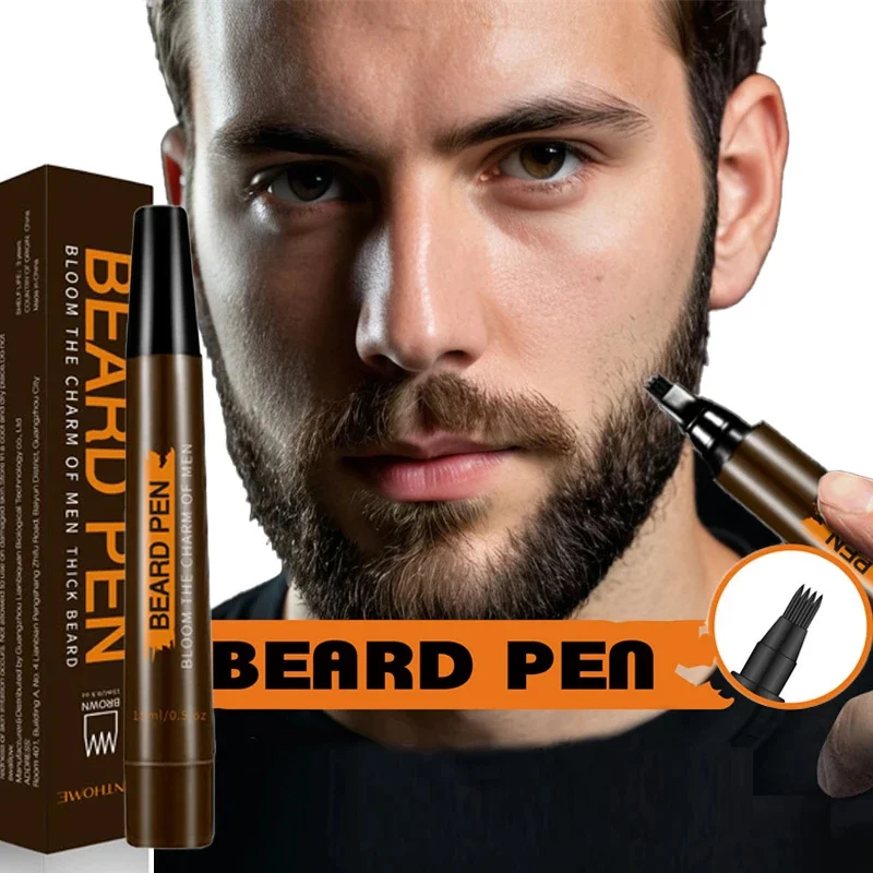 Waterproof Beard Pen Man Moustache Coloring Shaping Tools Thicker Longer Fuller Beard Eyebrows Hair Filling Pen Brown Hair Care