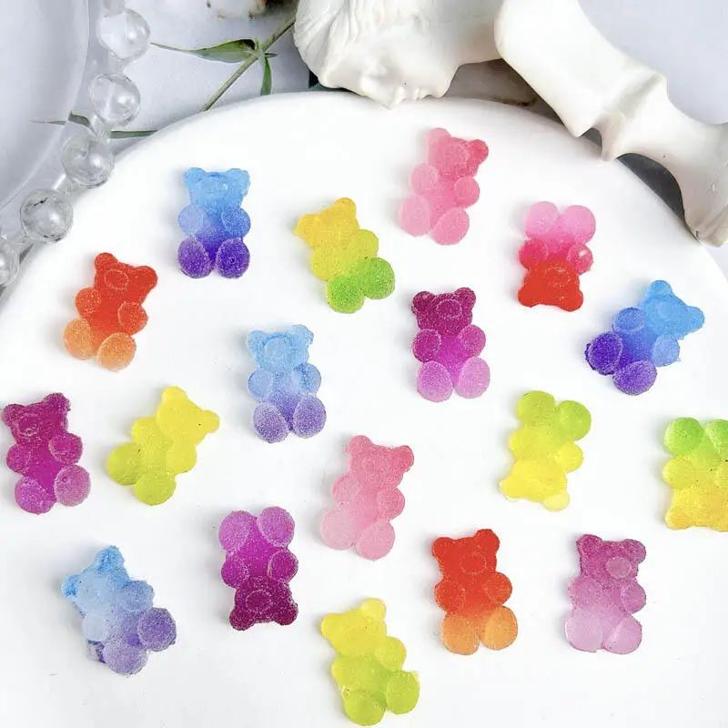 50pcs Random Mixed Resin Nail Charms Candy Chocolate Chip Cookie Donut Gummy Bear Nail Art Decorations Accessories DIY Crafts