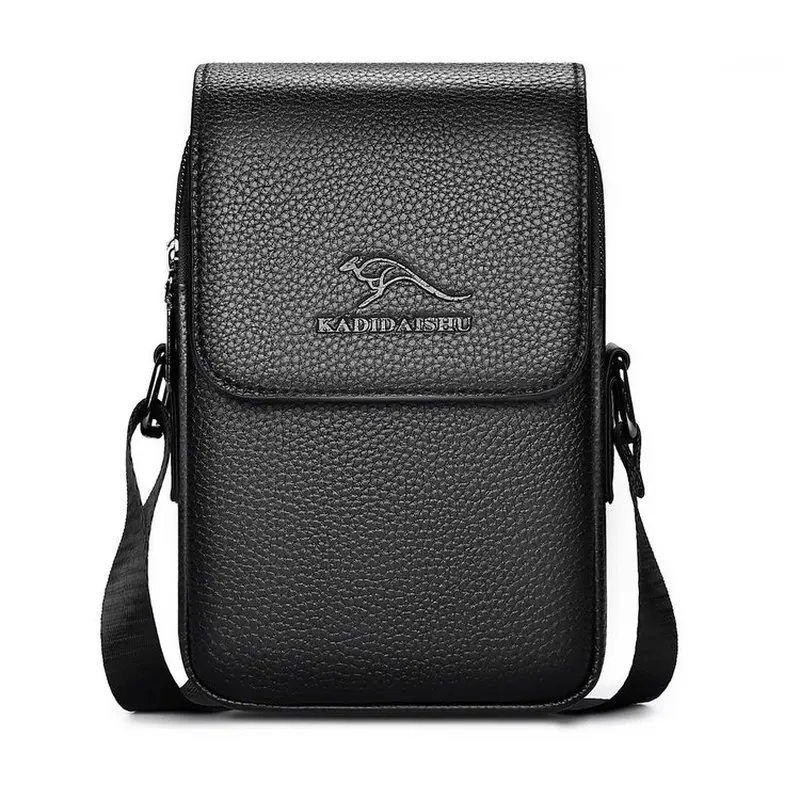 New Men's Mini Crossbody Bag Fashion Phone Bag PU Leather Sling Purse with Multiple Pockets Shoulder Bag for Travel waist bag