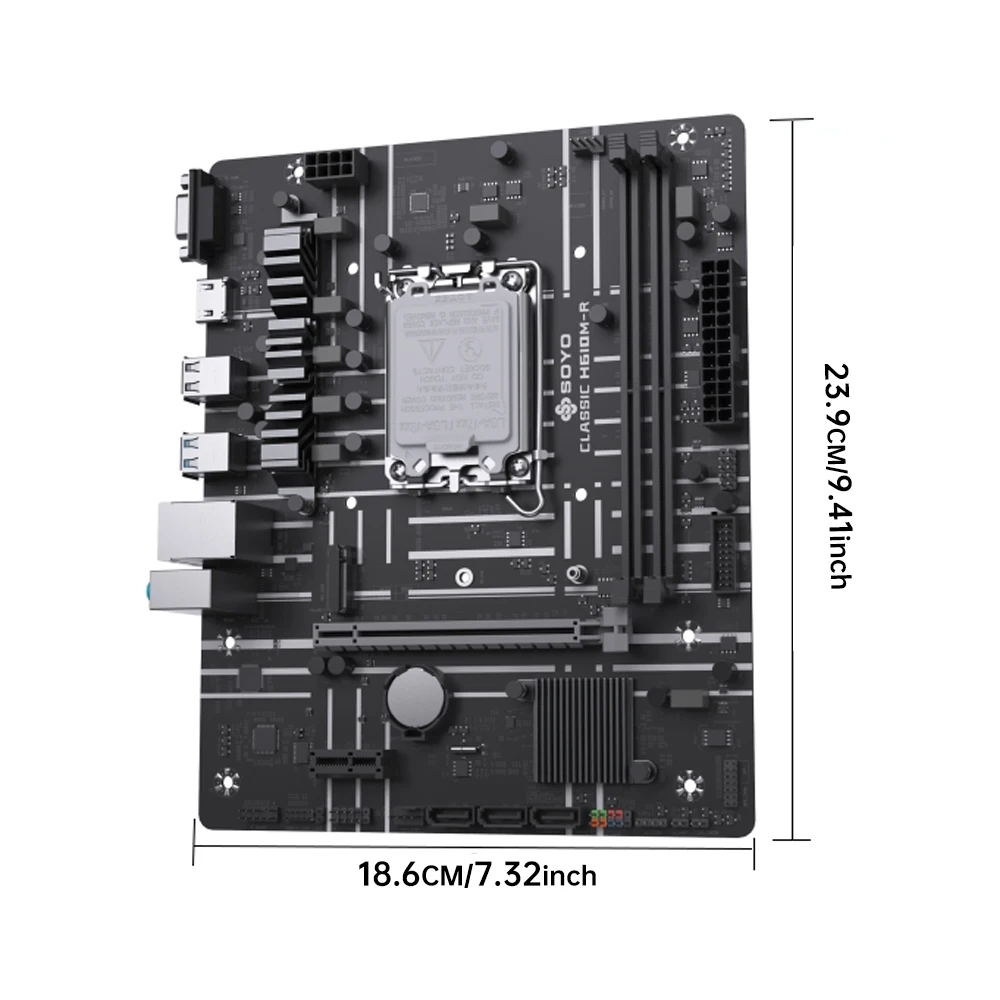 SOYO H610M-R MATX Intel H610M DDR4 HDMI VGA SATA3.0 M.2 NVME USB 3.2 Gen1 Support 12/13/14 gen LGA 1700 CPU For Desktop PC