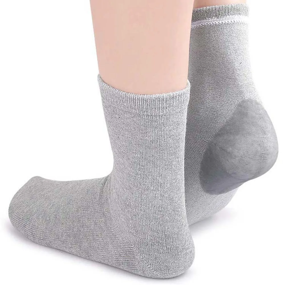 Heel Sleeve Pads Heel Gel Care Socks Plantar Fasciitis Support Prevent Cracked Solid Color Ankle Socks Female Socks Casual