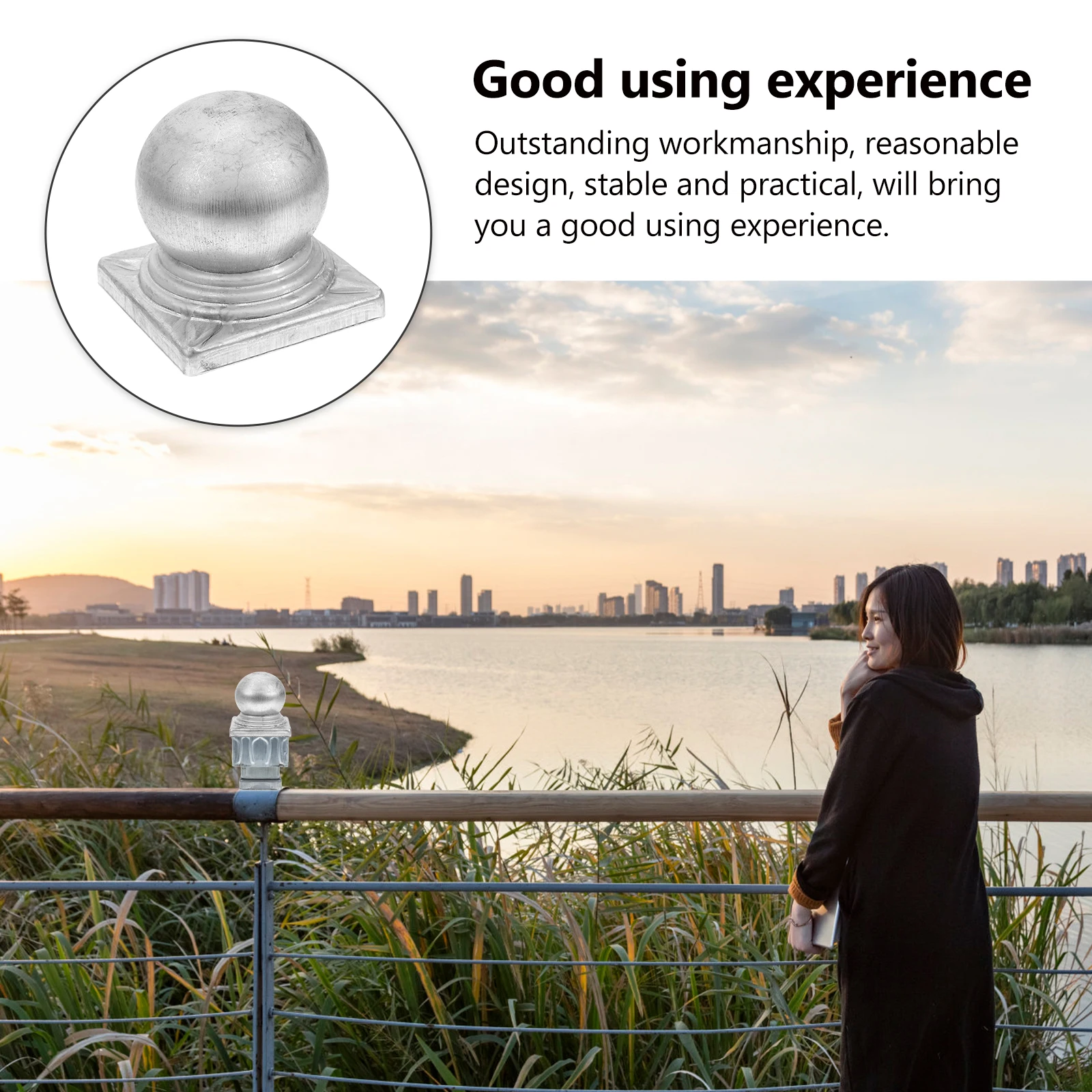 

4pcs Railing Column Iron Post Caps Ball Top Metal Fence Cover For Guardrail Posts Protection Fence Parts Hardware