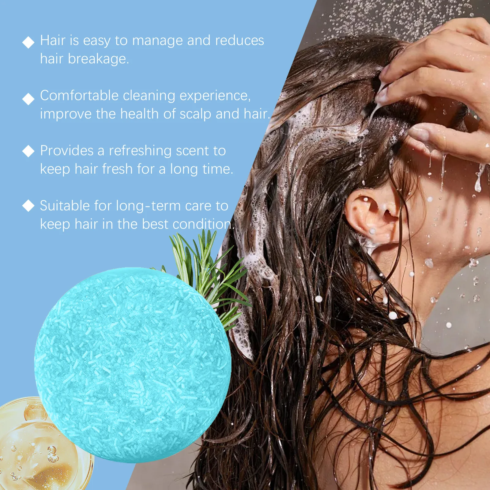 HOEGOA 60G Shampoo Bar Effectively Reduces Hair Loss Nourishes Hair Roots Makes Hair Stronger 5% Rosemary Hair Care Shampoo Bar