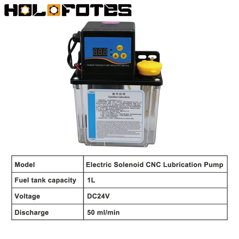DC24V CNC Lubrication Pump Oil 4mm 1L 2L Electromagnetic Oil Lubrication Pump System 24V Solenoid Lubricator CNC Machine Tool