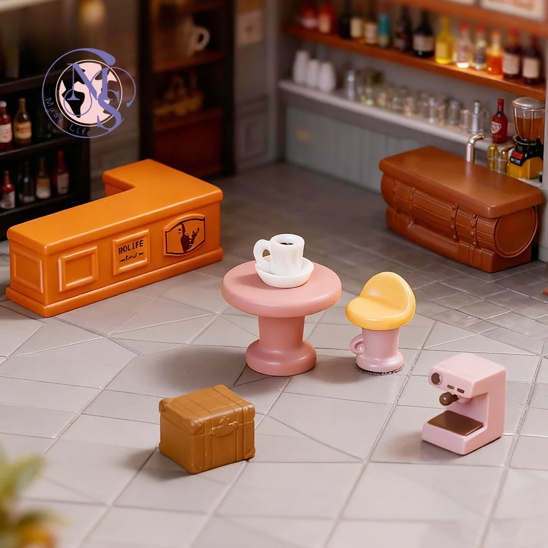 Creative retro style bar counter, high-end niche ornament DIY doll house furniture living room decoration desktop ornament