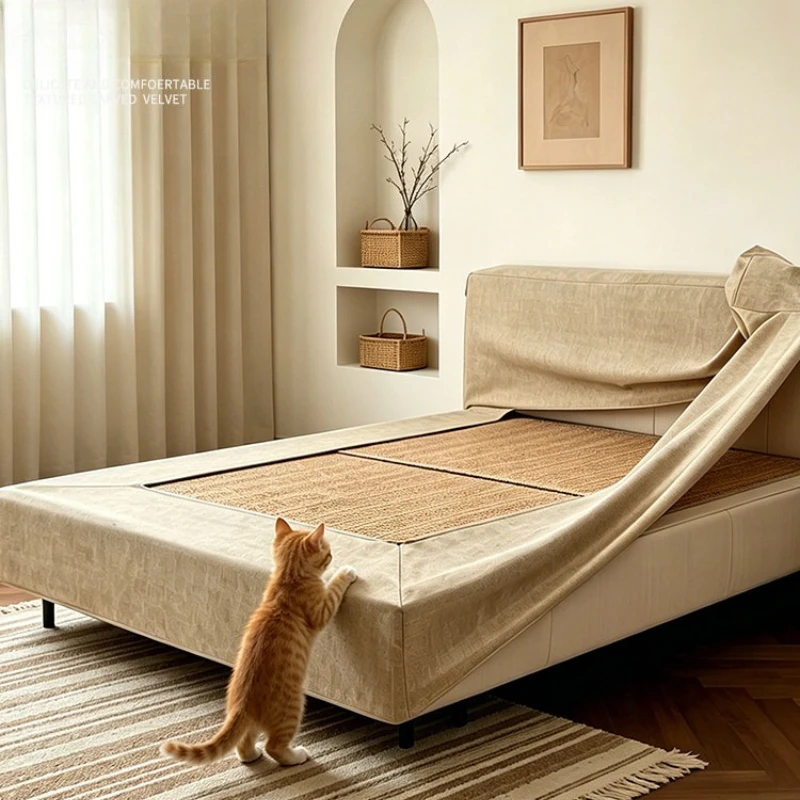 All-inclusive Headboard Bed Frame Cover Stretch Bed Skirt Covers Anti-Scratch Cat Proof Non-slip Removable Washable Dustproof